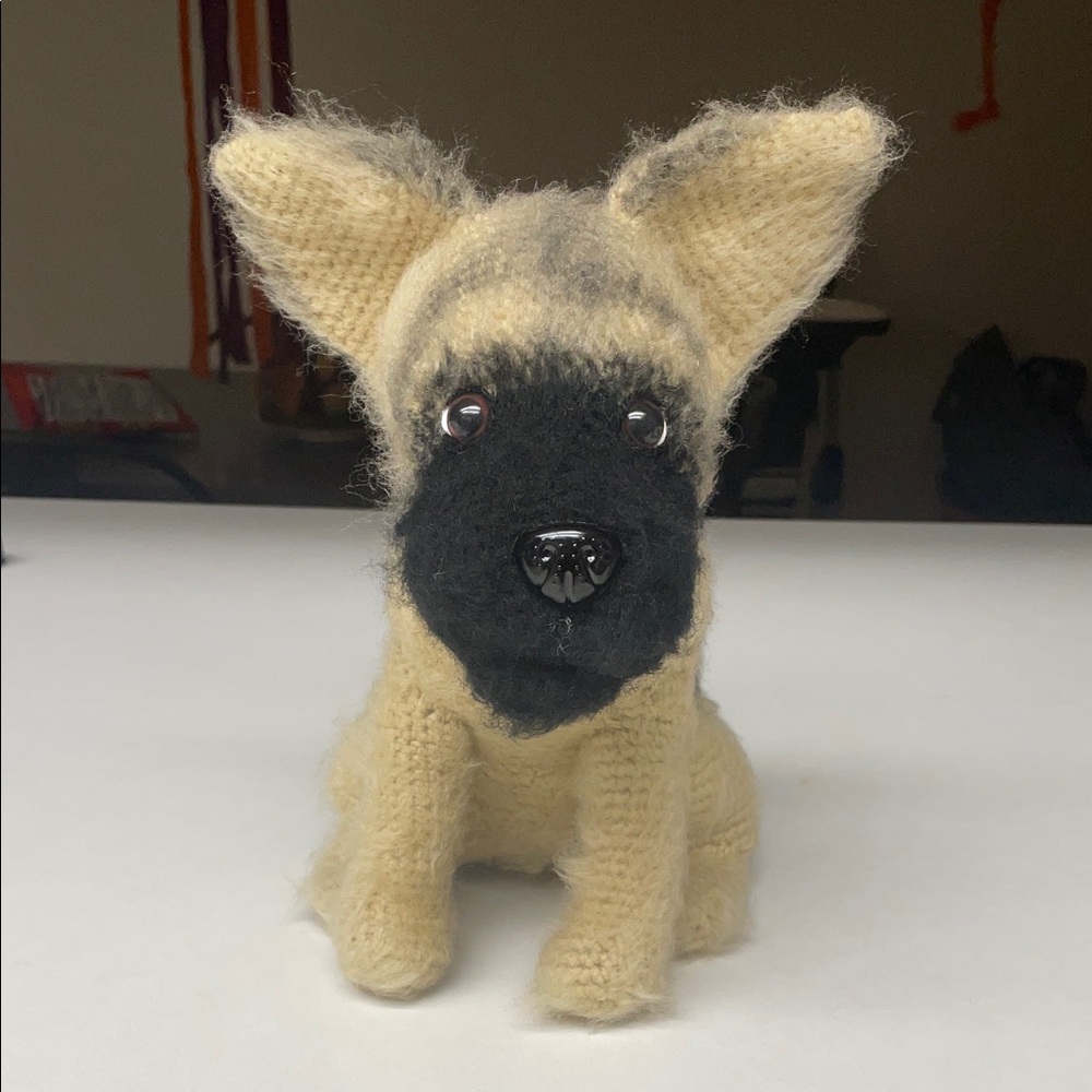 Handcrafted Tan and Black Dog Plush Toy